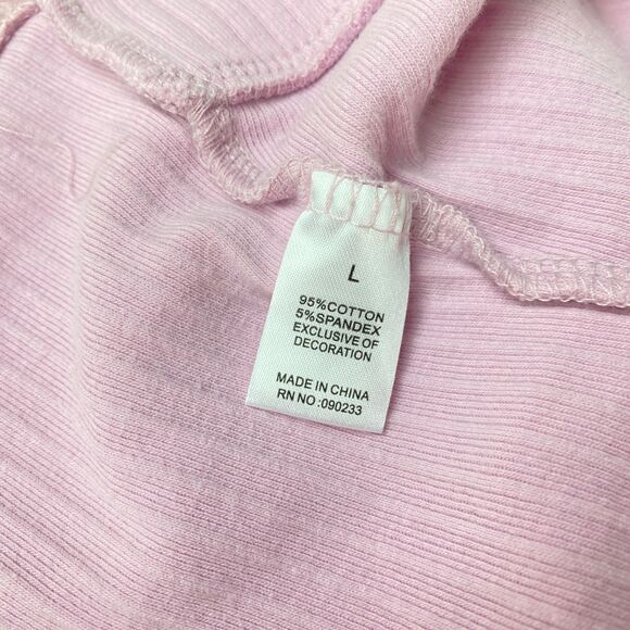 Pac Cares Pink Crop Baby Doll Halter Top Medium Ribbed Knit Lace Boho Fairy Goth - Picture 9 of 9